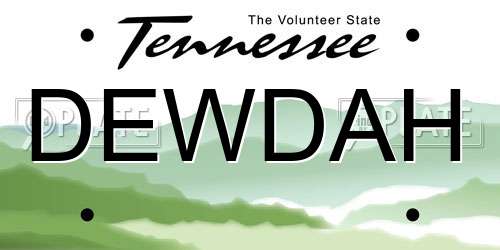 DEWDAH Tennessee License Plate