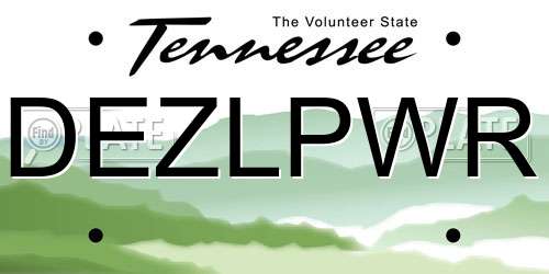 DEZLPWR Tennessee License Plate