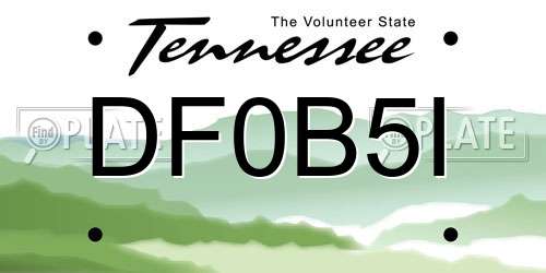 DF0B5I Tennessee License Plate