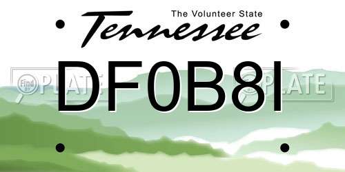DF0B8I Tennessee License Plate