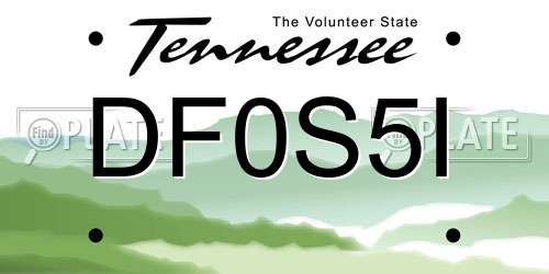 DF0S5I Tennessee License Plate