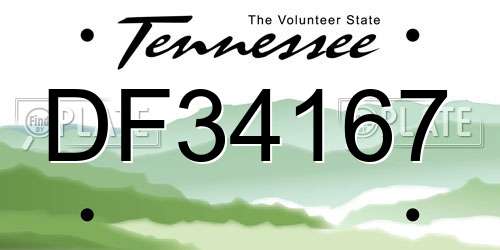 DF34167 Tennessee License Plate