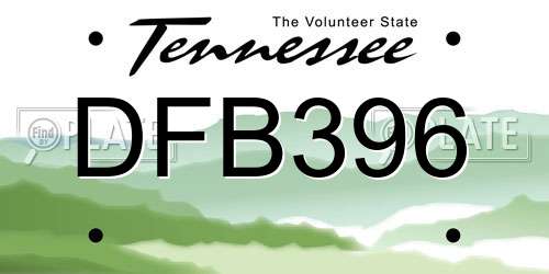 DFB396 Tennessee License Plate
