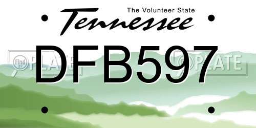DFB597 Tennessee License Plate