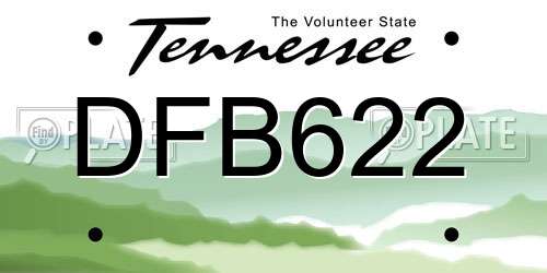 DFB622 Tennessee License Plate