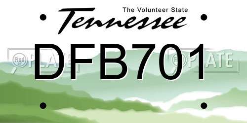 DFB701 Tennessee License Plate