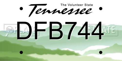 DFB744 Tennessee License Plate