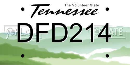 DFD214 Tennessee License Plate