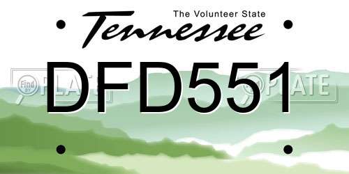 DFD551 Tennessee License Plate