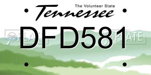 DFD581 Tennessee License Plate