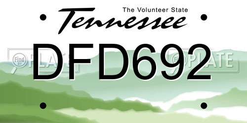 DFD692 Tennessee License Plate
