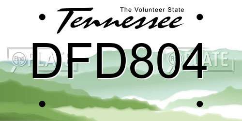 DFD804 Tennessee License Plate