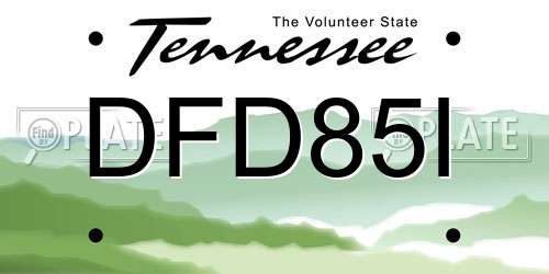 DFD85I Tennessee License Plate