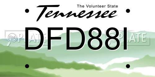 DFD88I Tennessee License Plate