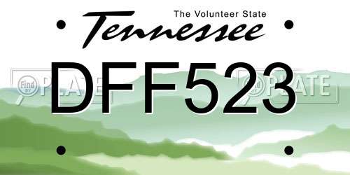 DFF523 Tennessee License Plate