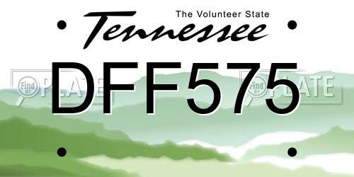 DFF575 Tennessee License Plate