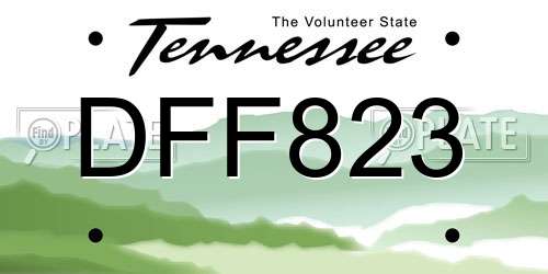 DFF823 Tennessee License Plate
