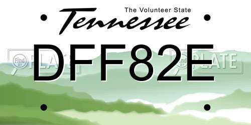 DFF82E Tennessee License Plate