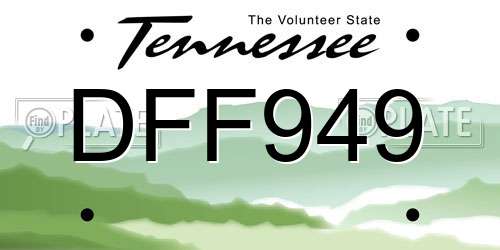 DFF949 Tennessee License Plate