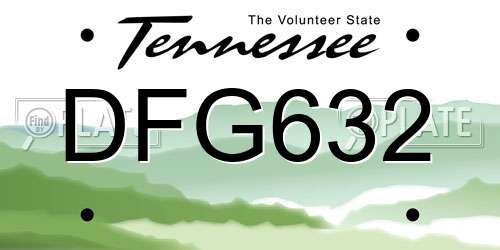 DFG632 Tennessee License Plate