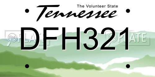 DFH321 Tennessee License Plate
