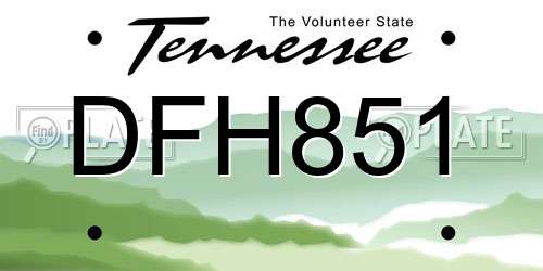DFH851 Tennessee License Plate
