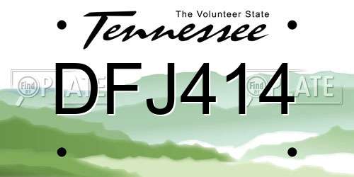 DFJ414 Tennessee License Plate