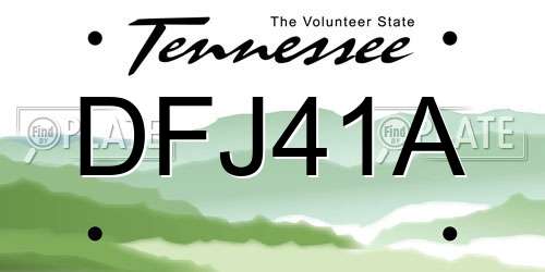 DFJ41A Tennessee License Plate