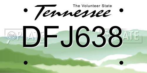 DFJ638 Tennessee License Plate