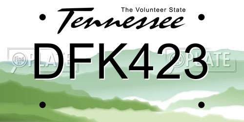 DFK423 Tennessee License Plate