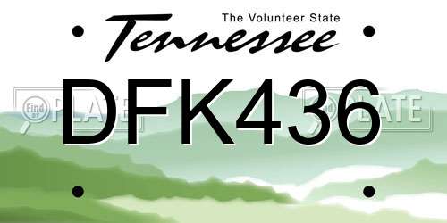 DFK436 Tennessee License Plate