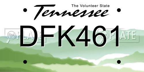 DFK461 Tennessee License Plate