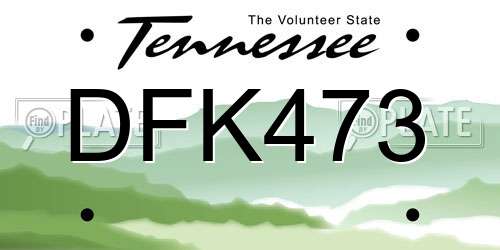 DFK473 Tennessee License Plate