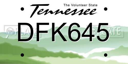 DFK645 Tennessee License Plate