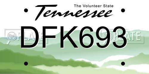 DFK693 Tennessee License Plate