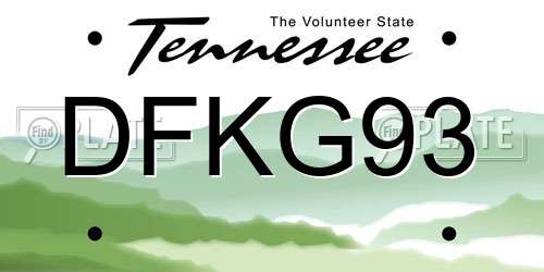 DFKG93 Tennessee License Plate