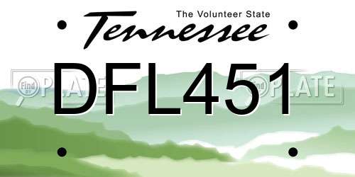 DFL451 Tennessee License Plate