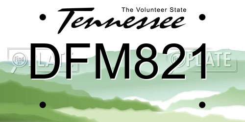 DFM821 Tennessee License Plate
