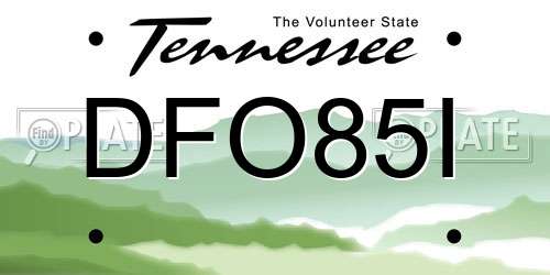 DFO85I Tennessee License Plate