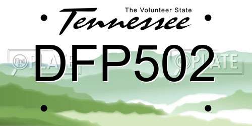 DFP502 Tennessee License Plate
