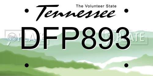 DFP893 Tennessee License Plate