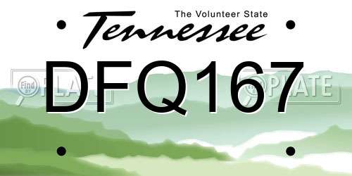 DFQ167 Tennessee License Plate
