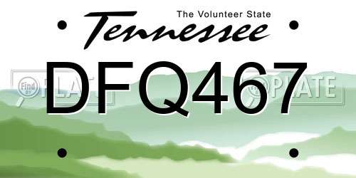 DFQ467 Tennessee License Plate