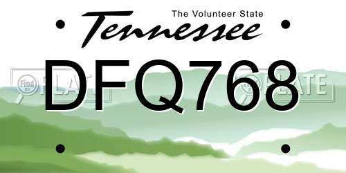 DFQ768 Tennessee License Plate