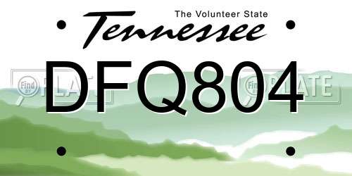 DFQ804 Tennessee License Plate