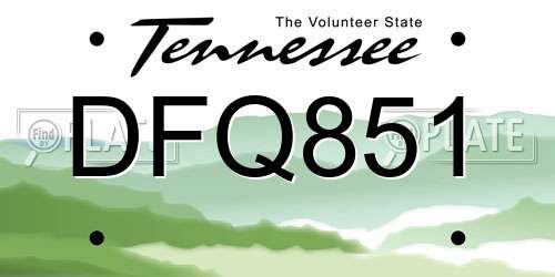 DFQ851 Tennessee License Plate
