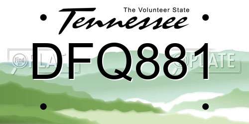 DFQ881 Tennessee License Plate