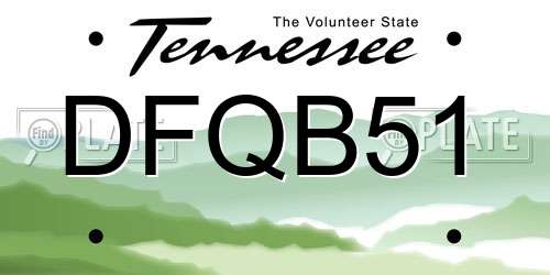 DFQB51 Tennessee License Plate