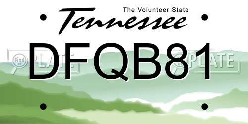 DFQB81 Tennessee License Plate