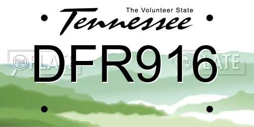 DFR916 Tennessee License Plate